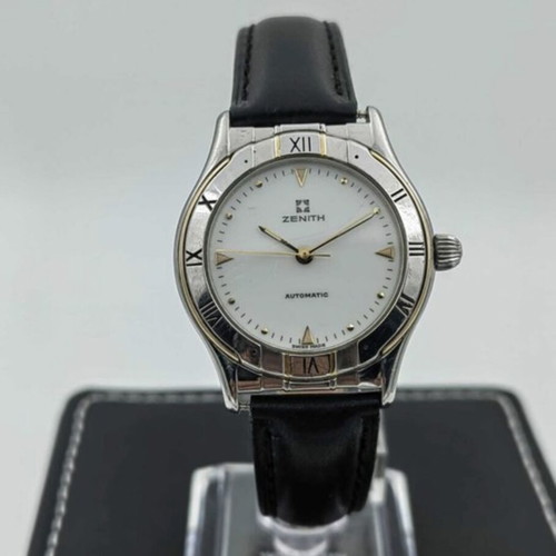 Zenith Vintage Automatic 18k bezel watch used, white and gold