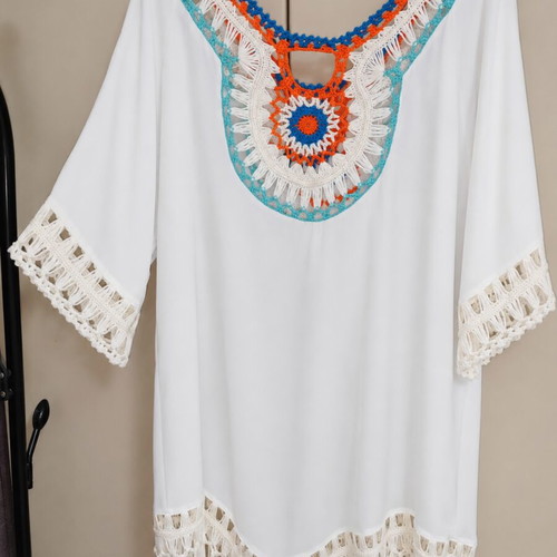 Summer kaftan dress like new with boho crochet details