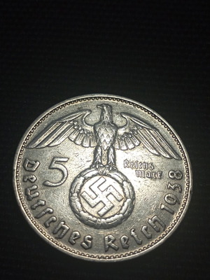5 Reichsmark 1938 silver coin Nazi Germany