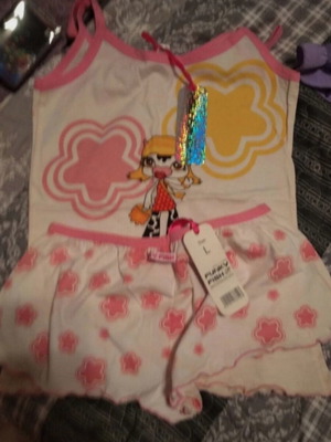 Funky Fish pajamas set new, white and pink, size L
