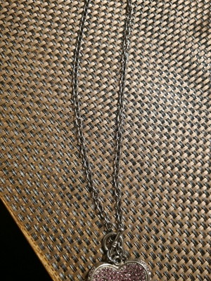 Necklace with heart stones like new, gray