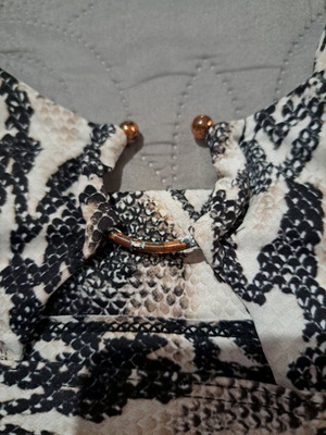 Bikini set high-waisted snake skin used, Push Up, black and beige