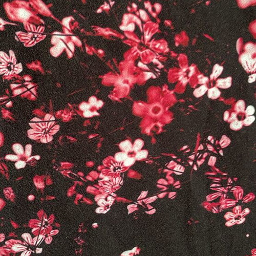 Fabric black with pink and white flowers new, 3.20x1.50m