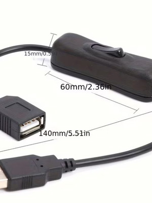 USB διακόπτης επέκτασης καλωδίου 30cm με on/off διακόπτη και υποστήριξη δεδομένων και ρεύματος, καινούργιο