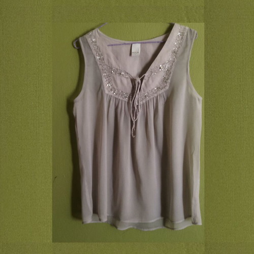 Vila Gray Transparent Top with Embroidery like new
