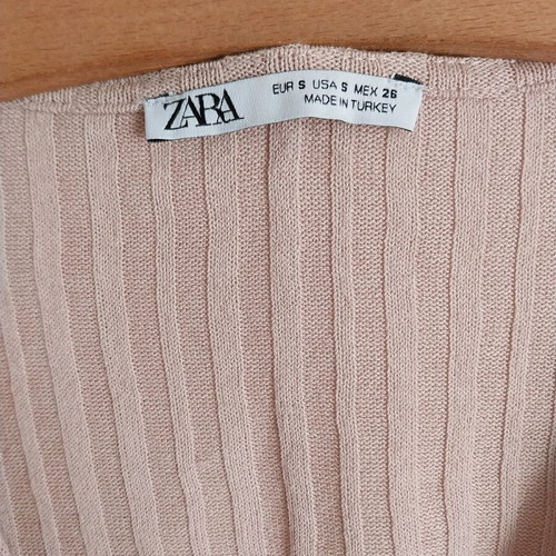 Zara crop t-shirt used, beige, size S