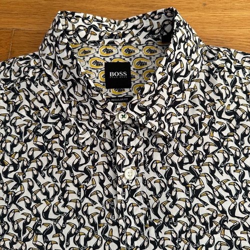 Hugo Boss Toucan Pattern Long Sleeve Shirt Like New, Size L