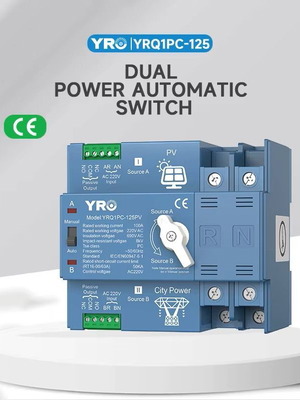 YRO Transfer Dual Power Switch ATS Din Rail Change Over Switch Solar System 125A Electric Switch