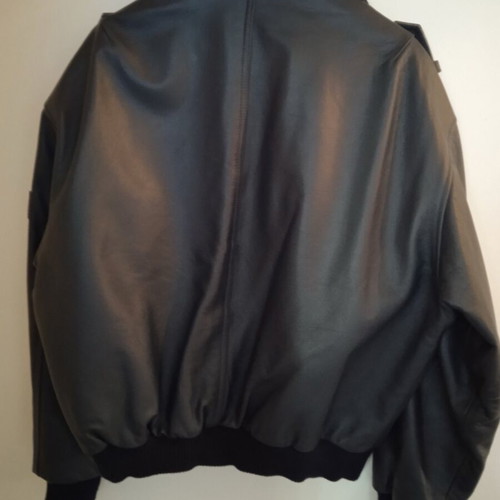 Leather bomber jacket like new, blue, XXL