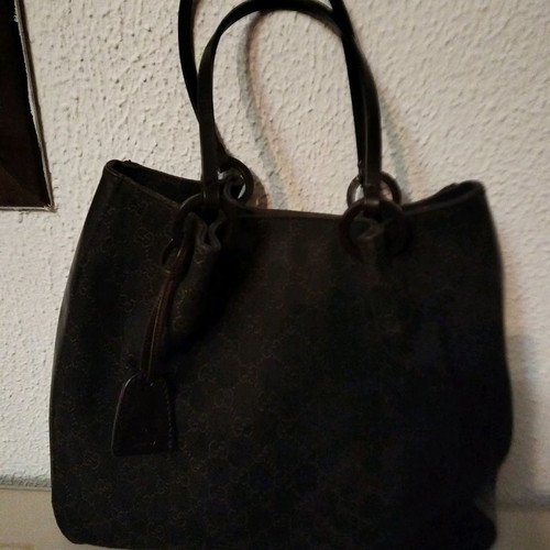 Gucci shoulder bag used canvas and leather with wallet