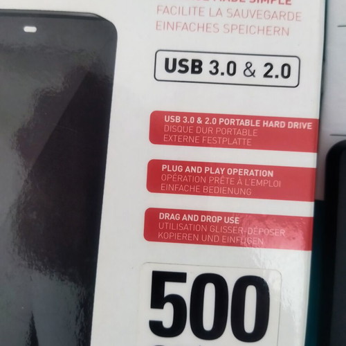 TOSHIBA STOR.E BASICS 500 GB external hard drive USB 3.0 & 2.0