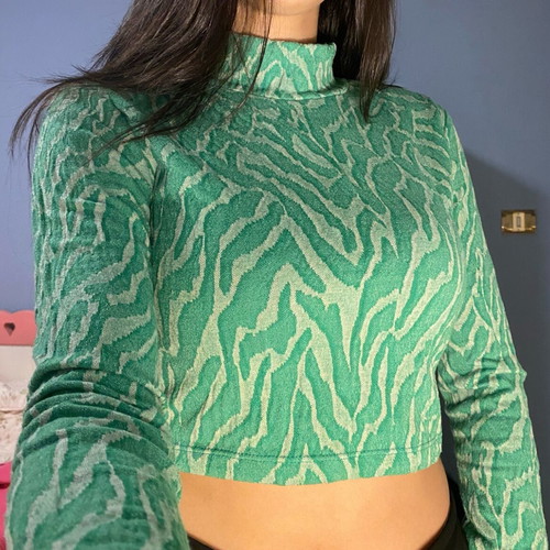 Zara crop top like new, green with snake pattern