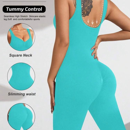 Women's Turquoise Mint Sportswear Sleeveless Long Jumpsuit Size Medium New