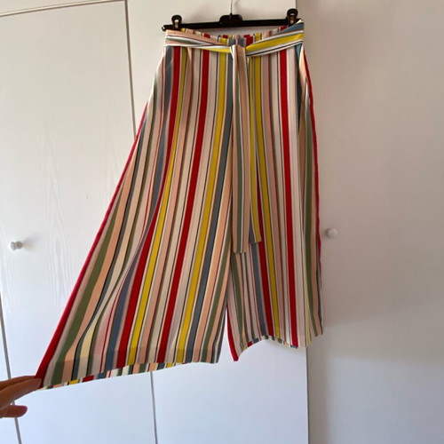 Zara zip culottes with colorful stripes, new