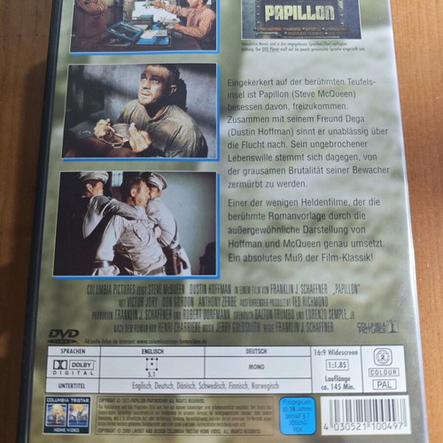 Papillon DVD like new, historical drama