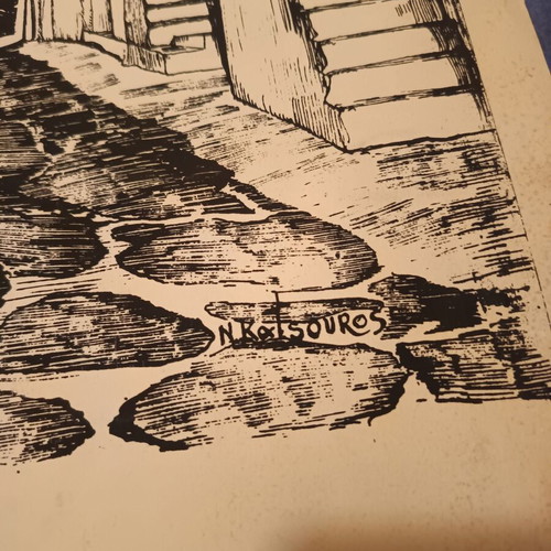 Paros print artwork by Nikolas Katsouros used, 1980s
