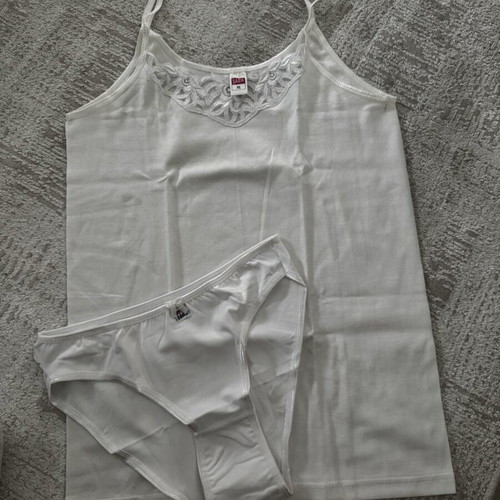 Lingerie set new, white, size XL fitting Medium, 100% cotton