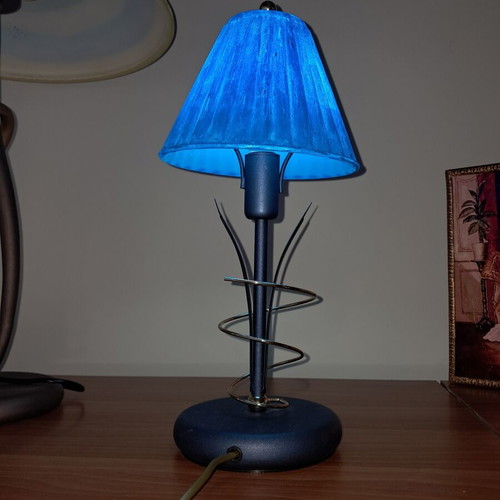 Table lamp postmodern design with metal and glass, like new