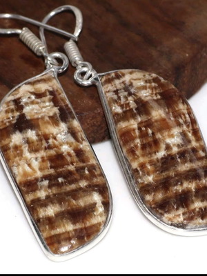 Aragonite 925 silver plated earrings 2.2 inches new