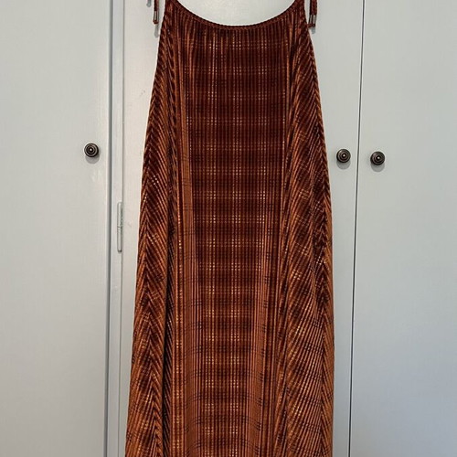 Jumpskirt Nidodileda velvet checked dress with adjustable straps like new, orange