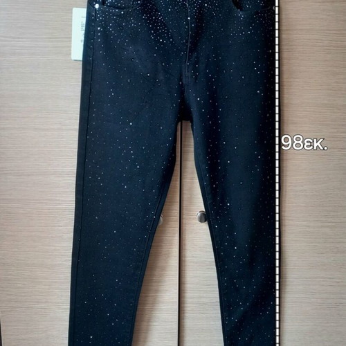 Miss Good black stretch jeans with rhinestones new, size 42