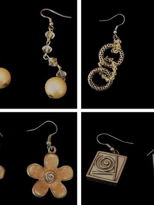 Σετ 4 ζευγάρια σκουλαρίκια ασημί και χρυσαφί σαν καινούργια