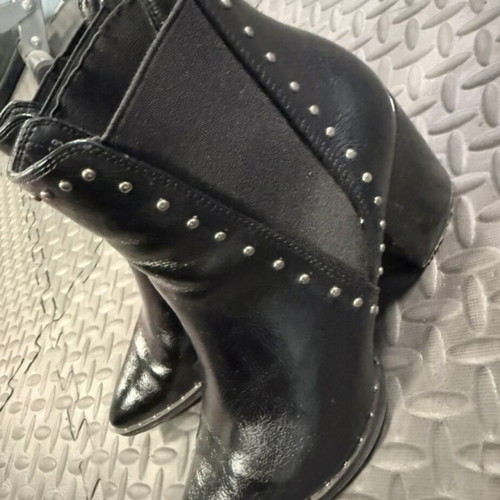 Black leather Chelsea style ankle boots used with studs size 38