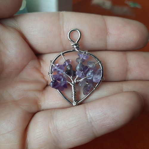 Tree of Life pendant made of natural amethyst crystal new