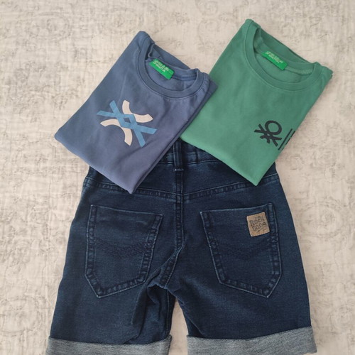 Benetton kids set with two t-shirts and soft shorts for 4 years old