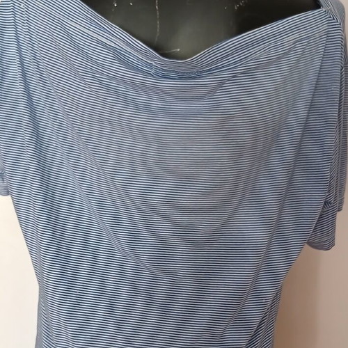 Summer T-shirt blue and white striped with smile, like new, size M