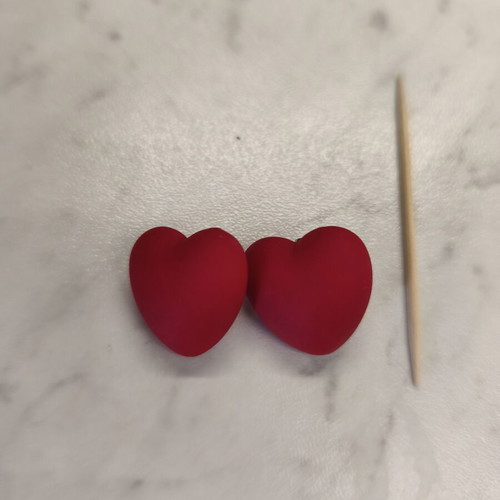 Heart earrings like new, red