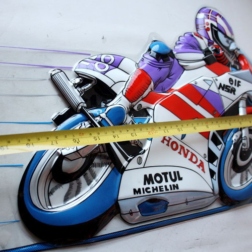 Vintage 80's Μηχανή Πίστας Honda Racing Πλαστική Διακοσμητική Αφίσα Τοίχου 53cm Καινούρια
