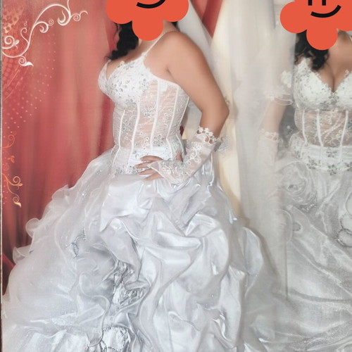 Wedding dress size L like new, two-piece with glitter and strass