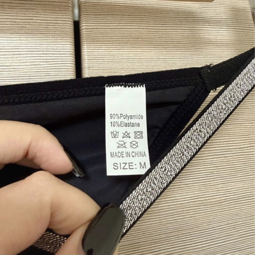 Intimissimi black satin t-string with silver rhinestone heart, brand new