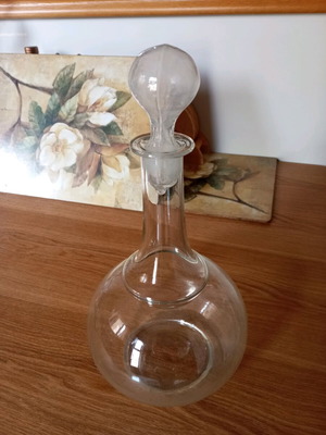 Glass vintage wine bottle used, large, old