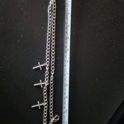 Wallet Chain with 3 Crosses 30cm like new metal
