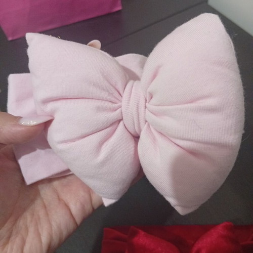 Set of handmade baby headbands with puffy bows, 9-12 months