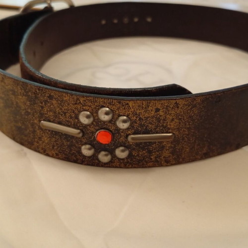 Benetton leather belt like new, boho brown with studs and red detail