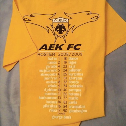 AEK Συλλεκτικό T-Shirt Roster 2008-09 Puma μέγεθος M σαν καινούργιο