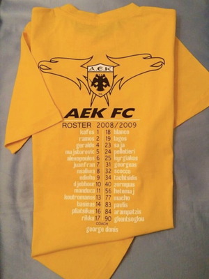 AEK Συλλεκτικό T-Shirt Roster 2008-09 Puma μέγεθος M σαν καινούργιο