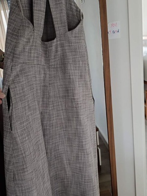 Zara γκρι ολόσωμη φόρμα με halter λαιμόκοψη και φαρδιά μπατζάκια, μέγεθος S