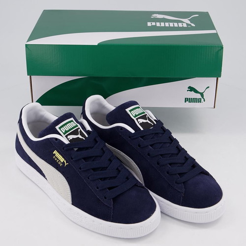 Puma men's sneakers in natural suede, size 41, navy and beige