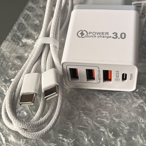 Charger set 20W with 1x USB-C, 3x USB-A and MU2G3ZM/A Apple cable new