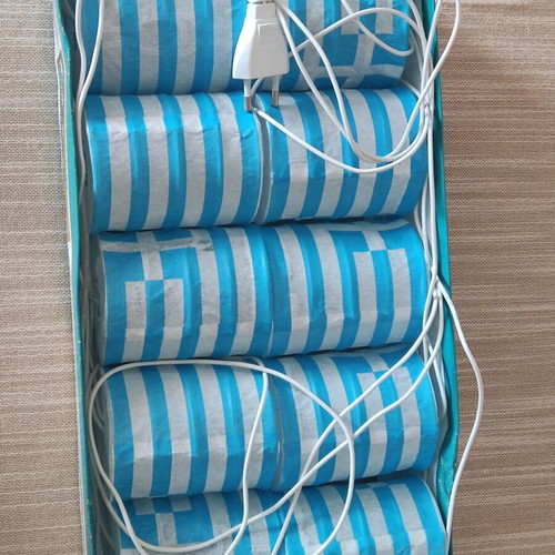 Chain with 10 paper lanterns with Greek flag designs, 3.3m cable