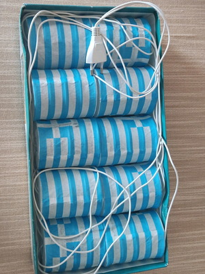 Chain with 10 paper lanterns with Greek flag designs, 3.3m cable