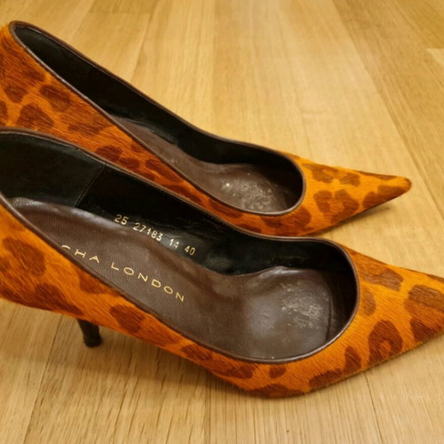 Sasha London women's leather orange-brown pump used, size 40