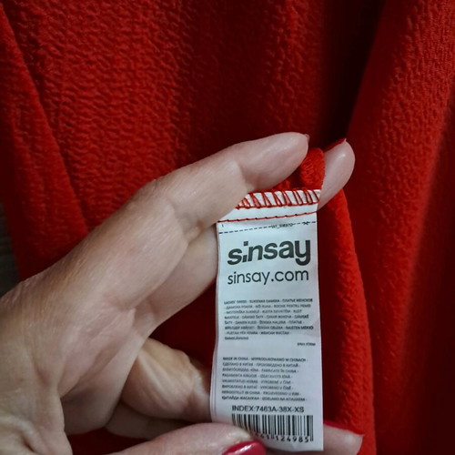 Sinsay midi dress with 3/4 sleeve red like new