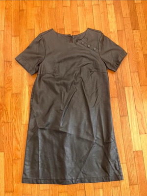 Lynne Mini Dress Black Leather with Back Zipper New