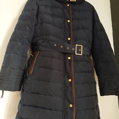 Zara women's long jacket with belts size XL-XXL like new, blue