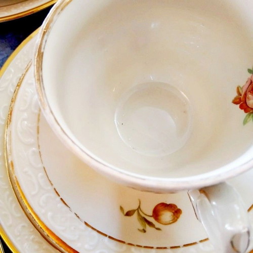 Antique set of six cups Danish Kobenhavns Porcelain Maleri 1930